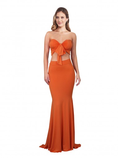 Arancia Stile sirena Senza spalline Spandex Lunga Formali Abiti da damigella donore / Abiti da sera / Abiti da ballo Fabbrica