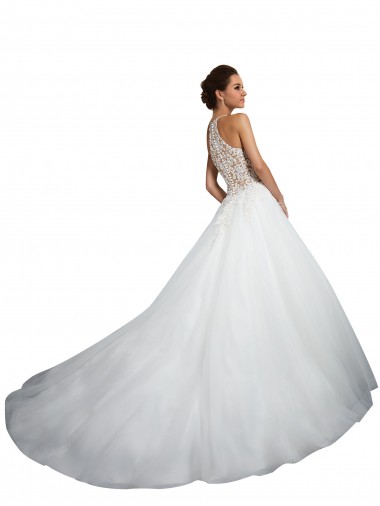 Avorio Abito da ballo Alto Collo Tulle Pizzo Abiti da sposa Fabbrica