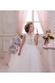 Avorio Abito da ballo Alto Collo Tulle Pizzo Lunga Abiti da ragazza di fiori Fabbrica