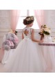 Avorio Abito da ballo Alto Collo Tulle Pizzo Lunga Abiti da ragazza di fiori Fabbrica