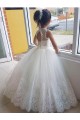 Avorio Abito da ballo Alto Collo Tulle Pizzo Lunga Abiti da ragazza di fiori Fabbrica