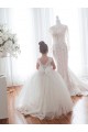 Avorio Abito da ballo Barca Tulle Pizzo Lunga Abiti da ragazza di fiori Fabbrica