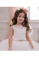 Avorio Abito da ballo Barca Tulle Pizzo Lunga Abiti da ragazza di fiori Fabbrica