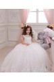 Avorio Abito da ballo Barca Tulle Pizzo Lunga Abiti da ragazza di fiori Fabbrica