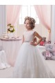 Avorio Abito da ballo Barca Tulle Pizzo Lunga Abiti da ragazza di fiori Fabbrica