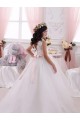 Avorio Abito da ballo Barca Tulle Pizzo Lunga Abiti da ragazza di fiori Fabbrica