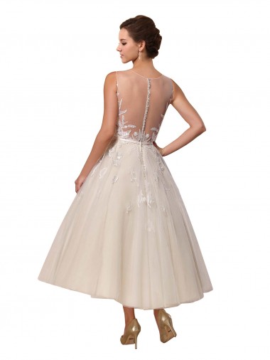 Avorio Abito da ballo Illusione Tulle Pizzo Abiti da sposa Fabbrica