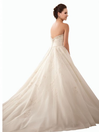 Avorio Abito da ballo Innamorato Raso Tulle Pizzo Abiti da sposa Fabbrica