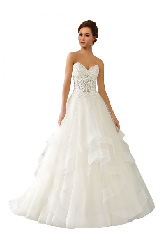 Avorio Abito da ballo Innamorato Raso Tulle Pizzo Abiti da sposa Fabbrica