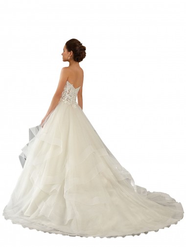 Avorio Abito da ballo Innamorato Raso Tulle Pizzo Abiti da sposa Fabbrica