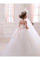 Avorio Abito da ballo Innamorato Tulle Lunga Abiti da ragazza di fiori Fabbrica
