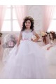 Avorio Abito da ballo Innamorato Tulle Pizzo Lunga Abiti da ragazza di fiori Fabbrica