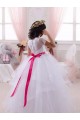 Avorio Abito da ballo Innamorato Tulle Pizzo Lunga Abiti da ragazza di fiori Fabbrica