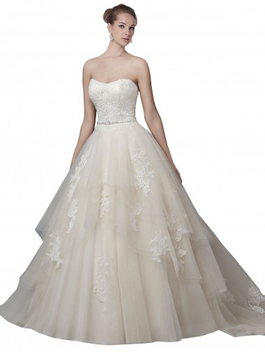 Avorio Abito da ballo Scoop Senza spalline Tulle Pizzo Abiti da sposa Fabbrica
