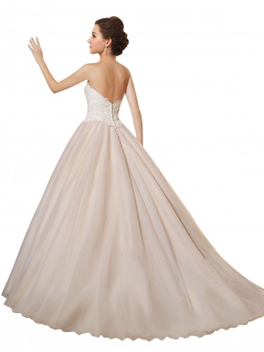 Avorio & Champagne Abito da ballo Innamorato Tulle Pizzo Abiti da sposa Fabbrica