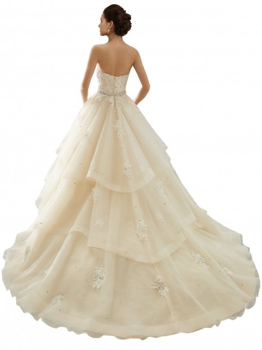 Avorio & Champagne Abito da ballo Innamorato Tulle Pizzo Abiti da sposa Fabbrica
