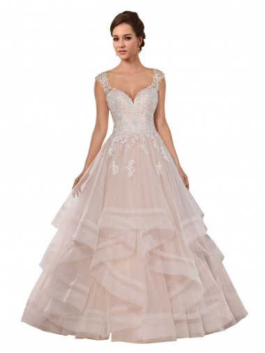Avorio & Champagne Abito da ballo Innamorato Tulle Pizzo Abiti da sposa Fabbrica