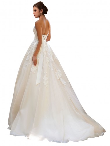 Avorio & Champagne Abito da ballo Innamorato Tulle Pizzo Abiti da sposa Fabbrica