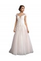 Avorio & Champagne Linea A Illusione Cattedrale di treno Tulle Pizzo Spiaggia Abiti da sposa Fabbrica