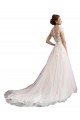 Avorio & Champagne Linea A Illusione Cattedrale di treno Tulle Pizzo Spiaggia Abiti da sposa Fabbrica