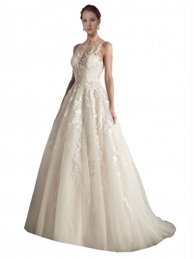 Avorio & Champagne Linea A Illusione Tulle Abiti da sposa Fabbrica