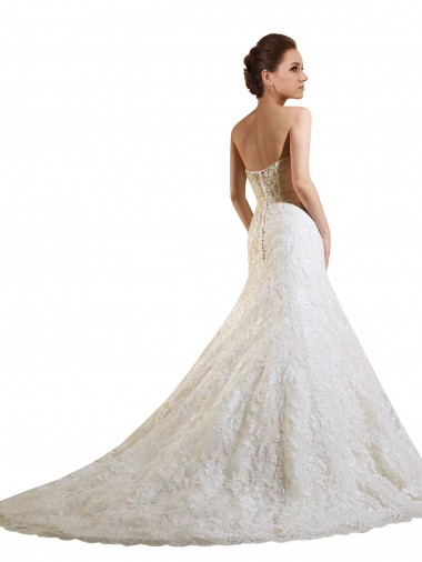 Avorio & Champagne Linea A Innamorato Pizzo Abiti da sposa Fabbrica