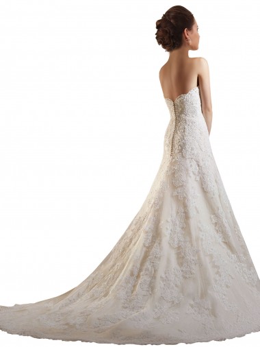 Avorio & Champagne Linea A Innamorato Tulle Pizzo Abiti da sposa Fabbrica