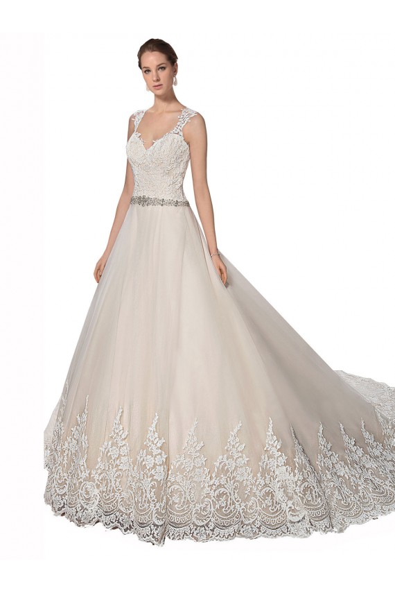 Avorio & Champagne Linea A Innamorato Tulle Pizzo Abiti da sposa Fabbrica