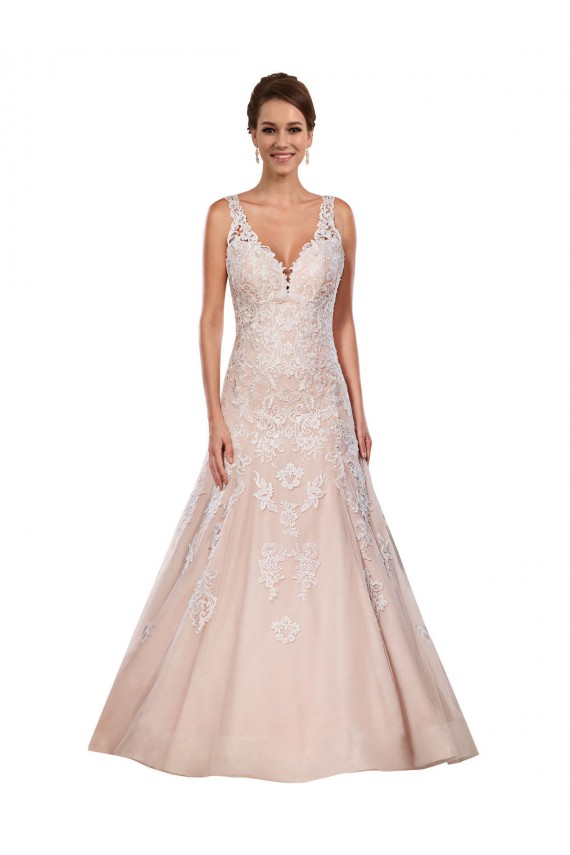 Avorio & Champagne Linea A Scollatura a V Pizzo Classico Abiti da sposa Fabbrica