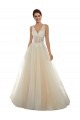 Avorio & Champagne Linea A Scollatura a V Tulle Pizzo Classico Abiti da sposa Fabbrica