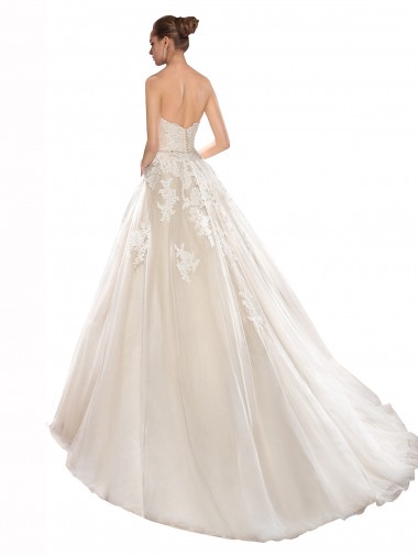 Avorio & Champagne Linea A Senza spalline Tulle Pizzo Abiti da sposa Fabbrica