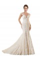 Avorio & Champagne Stile sirena Illusione Pizzo Abiti da sposa Fabbrica