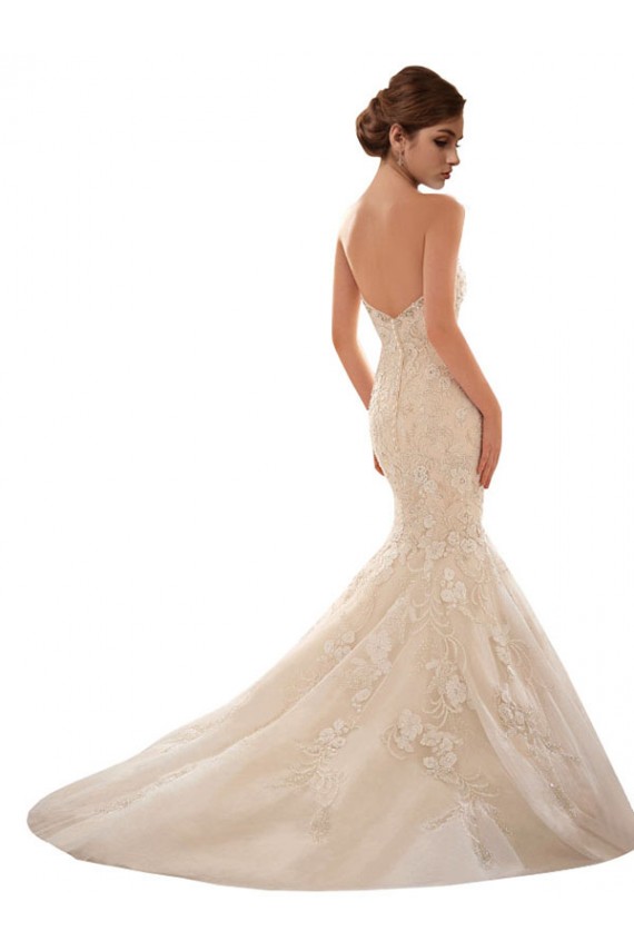 Avorio & Champagne Stile sirena Innamorato Tulle Pizzo Abiti da sposa Fabbrica