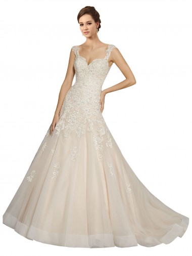 Avorio & Champagne Stile sirena Innamorato Tulle Pizzo Abiti da sposa Fabbrica