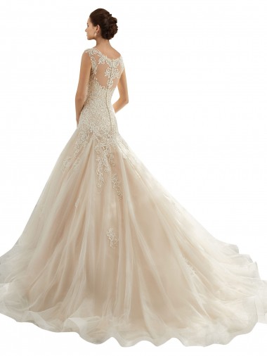 Avorio & Champagne Stile sirena Innamorato Tulle Pizzo Abiti da sposa Fabbrica