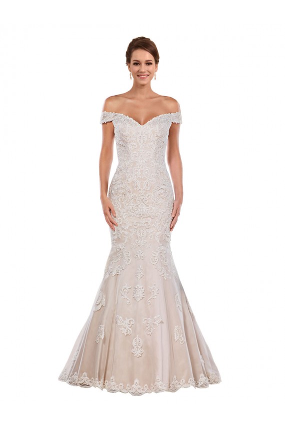 Avorio & Champagne Stile sirena Pizzo Classico Abiti da sposa Fabbrica