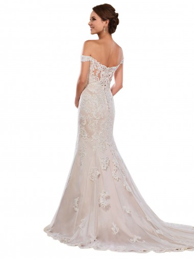 Avorio & Champagne Stile sirena Pizzo Classico Abiti da sposa Fabbrica