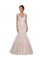 Avorio & Champagne Stile sirena Scollatura a V Pizzo Classico Abiti da sposa Fabbrica