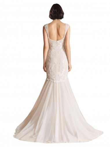 Avorio & Champagne Stile sirena Scollatura a V Sweep treno Tulle Abiti da sposa Fabbrica