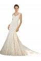 Avorio & Champagne Stile sirena Scollatura a V Tulle Pizzo Abiti da sposa Fabbrica