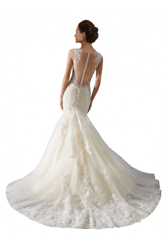 Avorio & Champagne Stile sirena Scollatura a V Tulle Pizzo Abiti da sposa Fabbrica