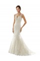 Avorio & Champagne Stile sirena Scollatura a V Tulle Pizzo Abiti da sposa Fabbrica