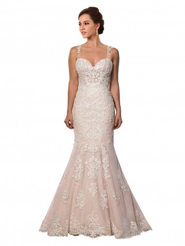 Avorio & Champagne Stile sirena Sottili Pizzo Boho Abiti da sposa Fabbrica