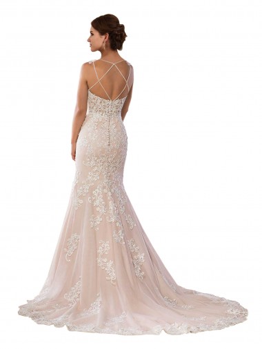 Avorio & Champagne Stile sirena Sottili Pizzo Boho Abiti da sposa Fabbrica