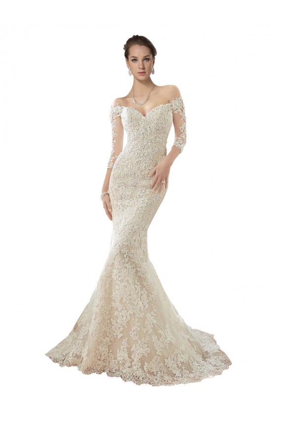 Avorio & Champagne Stile sirena Tulle Pizzo Abiti da sposa Fabbrica