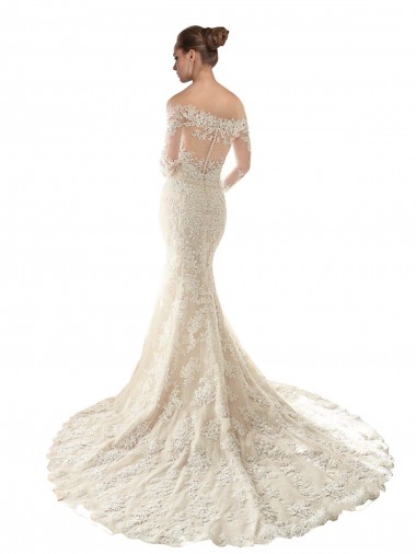 Avorio & Champagne Stile sirena Tulle Pizzo Abiti da sposa Fabbrica