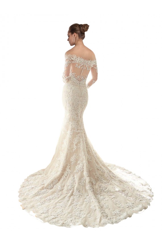 Avorio & Champagne Stile sirena Tulle Pizzo Abiti da sposa Fabbrica