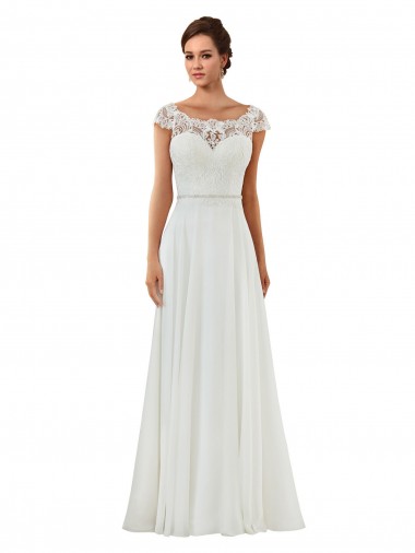 Avorio Linea A Barca Chiffona Classico Abiti da sposa Fabbrica
