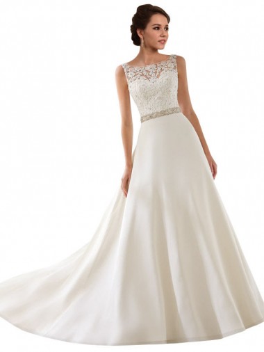 Avorio Linea A Illusione Pizzo Abiti da sposa Fabbrica