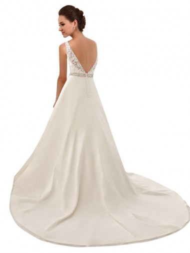Avorio Linea A Illusione Pizzo Abiti da sposa Fabbrica